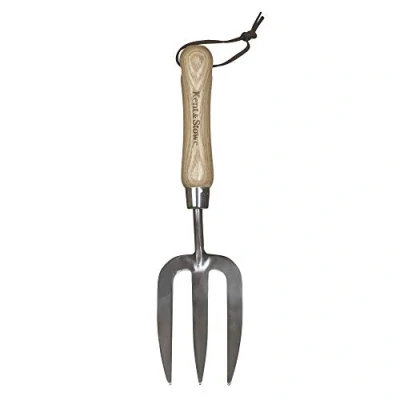 Imagen de Kent &amp; Stowe horca Corta de jardinería Horquilla Acero Inoxidable para Plantar, con Mango Corto Madera Fresno, tamaño: 31 cm