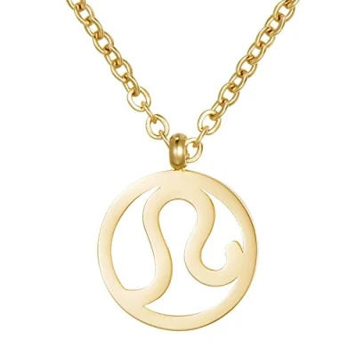 Imagen de Morella Collar Acero Inoxidable Oro con Colgante Signo del Zodiaco Leo en Bolsa de Terciopelo