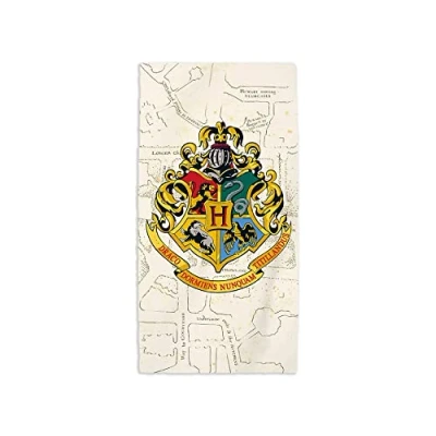 Imagen de Harry Potter toalla de playa grande 70 x 140 cm, 100% algodón, oficial del mapa merodeador, color beige