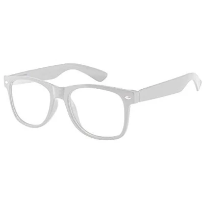Imagen de Boolavard Gafas de nerd para niños, lentes transparentes Geek falsas, niñas y niños 4 a 12 años (blanco)