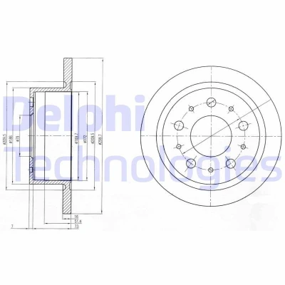 Imagen de DELPHI BG4062 Disco de freno 300 16 5 macizo aceitado sin procesar cojinete rueda, anillo sensor ABS FIAT: Ducato III Furgón