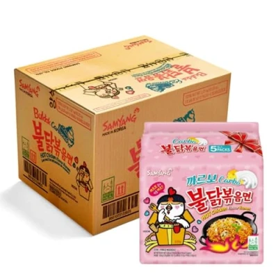 Imagen de Samyang Buldak Ramen Instant Noodles Carbonara Cheese Hot Chicken Flavour Pack de 40 fideos instantáneos Halal Mega deliciosos y rápidos