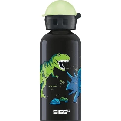 Imagen de SIGG KBT Glow in the Dark Dinosaurs cantimplora infantil (0.4 L), botella para niños sin sustancias nocivas y con tapa hermética, ligera de aluminio
