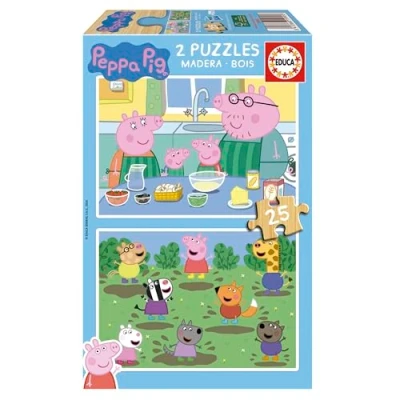 Imagen de Educa Peppa Pig Set de 2 Puzzles Infantiles Madera con 25 Piezas Cada uno. Medidas: 26 x 18 cm. Recomendados a Partir 4 años (19995)