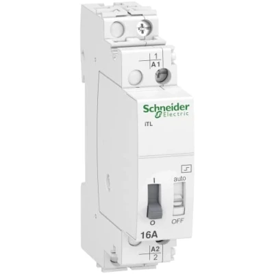 Imagen de Schneider Electric A9C30811 iTL Telerruptor, 1P, 1NO, 16A, 110 VCD, 230...240 VCA, 50/60Hz, 84mm x 18mm 60mm
