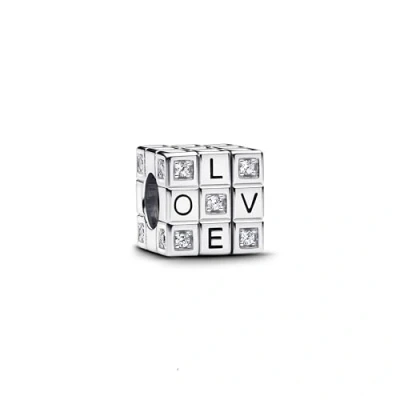 Imagen de PANDORA Moments 793672C01 Colgante de cubo juguete (plata ley con circonitas, compatible pulseras Moments), Rot, Plata ley, Circonita cúbica