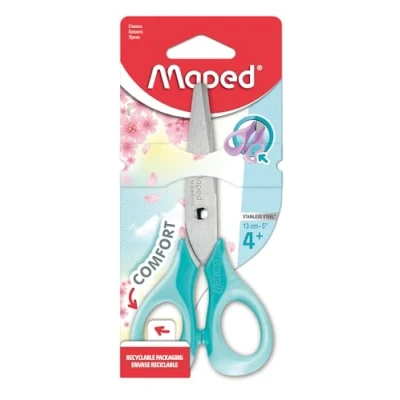 Imagen de Maped Tijeras Escolares Sensoft Pastel 13 cm Infantiles Agarre Ergonómico para Facilitar la Empuñadura Anillas Blandas 3 Diseños Diferentes