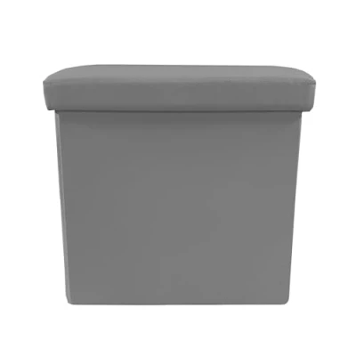 Imagen de Nyana Puff Ottoman Cuadrado Polipiel Plegable 38x38x38cm Home Gran Almacenaje Estilo Otomano Resistente (Gris)
