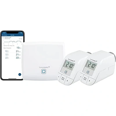 Imagen de Homematic IP Smart Home Starter Set Calefacción, Control Digital para Calefacción con o sin App, Alexa, Asistente de Google, Fácil Instalación, Ahorro Energía, Termostato 156537A0