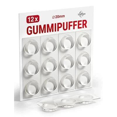 Imagen de LouMaxx Topes de goma Juego 50 unidades transparentes 8 mm diámetro pies autoadhesivos con agarre extra fuerte
