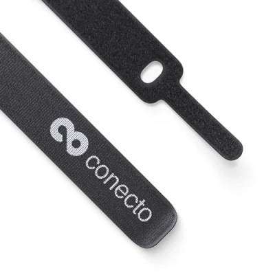 Imagen de conecto, 100 piezas bridas reutilizables, con velcro, velcro para organizacion de cables, juego bridas, negro