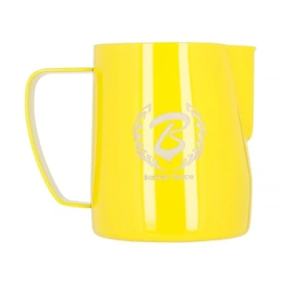 Imagen de Barista Space Jarra de leche plateada pulida, ideal para latte art con boquilla precisa, ligera y manejable, recomendada por campeones del mundo, color plateado, 350 ml