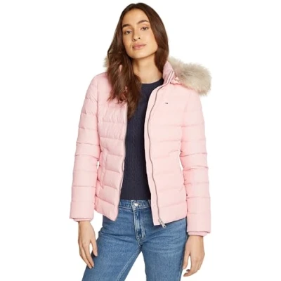 Imagen de Tommy Jeans Cazadora Acolchada Mujer Basic Hooded Down Jacket con Capucha, Rosa (Ballet Pink), XL