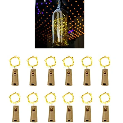 Imagen de PAWARSO Luz de Botella, 12 Piezas Corcho Luces LED para Botellas con Alambre Cobre Vino 2m 20 a Pilas Decorativas Navidad, Romántico Boda, Fiesta[Blanco Cálido]