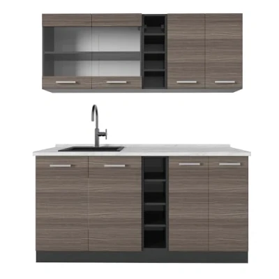 Imagen de Vicco Cocina versátil &quot;R Line&quot;, Gris noble/antracita, 160 cm , ET Mármol