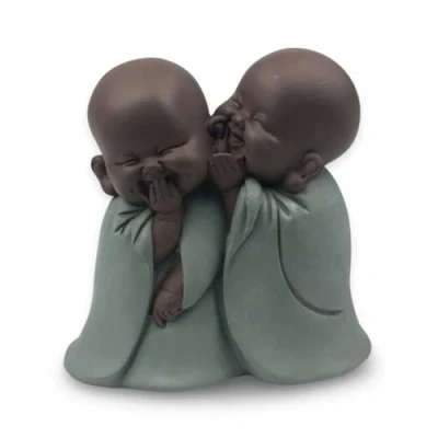 Imagen de Estatuilla Bonze Susurrador Decoración Zen y Feng Shui para Crear un Ambiente Relajante Espiritual Idea de Regalo Altura: 12 cm Verde Marrón Zen&#039;Light