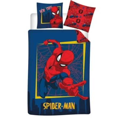 Imagen de Juego de cama Spiderman franela 100% algodón, funda nórdica 140 x 200 cm + almohada 65 cm, perfecta para el invierno