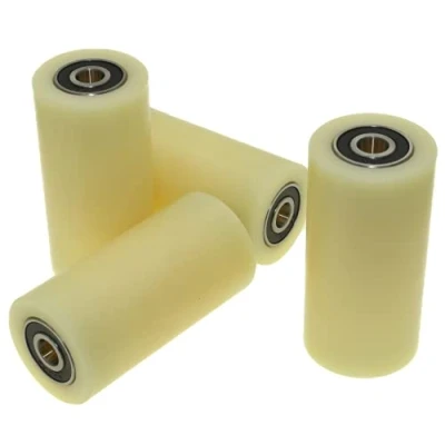 Imagen de (50 100 12) Un juego de 4 ruedas nailon, poliamida, 50 mm diámetro, ancho, rodamientos 12 mm, fabricados con precisión, capacidad carga 200 kg