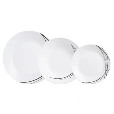 Imagen de Arcopal Domitille Negro Vajilla de Vidrio Opal Extra Resistente para 6 Personas, Sin Bpa, hecha en Francia, Multicolor, 18 Piezas
