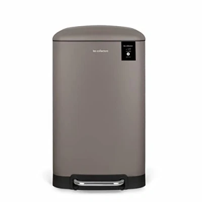 Imagen de Les Collectors N719 Papelera de Reciclaje, 30L, Cocina con Pedal Acero Inoxidable, Compacto, Práctico, Cubo Interior Extraíble, Acabado Mate, Resistente, Cierre Silencioso, Metal, Marrón, Grande