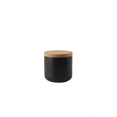 Imagen de Popowbe Recipiente hermético de cerámica para café con tapa bambú sellada, negro, S:260ml