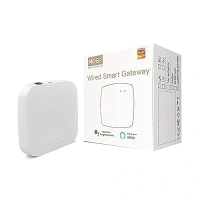 Imagen de MOES Tuya ZigBee Smart Gateway/Hub con Cable, Life App Controlador Remoto inalámbrico Que Funciona Alexa Google, se Necesita un Cable de Red para conectar el enrutador y Puerta