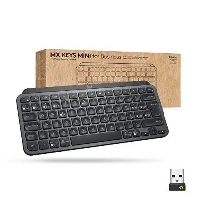Imagen de Logitech MX Keys Mini for Business, Teclado retroiluminado inalámbrico, Compacto, Tecnología Logi Bolt, Retroiluminado, Recargable, Windows/Mac/Chrome/Linux, QWERTY Español Gris