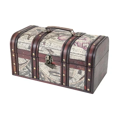 Imagen de HMF 6410 159 Cofre del Tesoro de Madera con Candado 38 x 20 19 cm Grande Cuba
