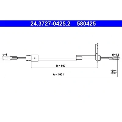 Imagen de ATE 24.3727 0425.2 Cable de Freno Mano 1031