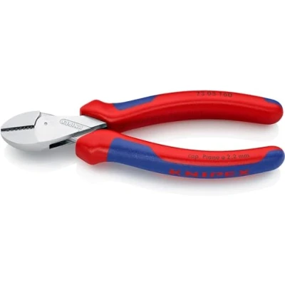 Imagen de Knipex X Cut® Alicate de corte diagonal compacto gran efecto palanca cromado, con fundas multicomponentes 160 mm (cartulina autoservicio/blíster) 73 05 SB