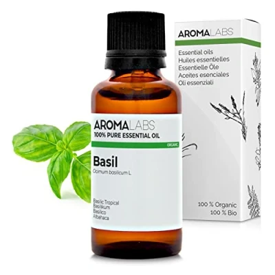 Imagen de BIO Aceite Esencial ALBAHACA 30mL 100% Puro, Natural, Quimiotipado y Certificado AB AROMA LABS (Marca Francesa)