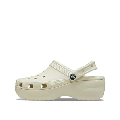 Imagen de Crocs Classic Platform Clogs Zuecos para mujer con suela elevada, Marfil (Bone), 36/37 EU
