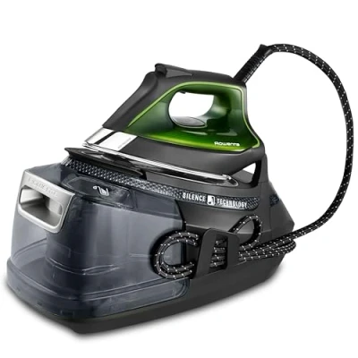 Imagen de Rowenta Silence Pro DG9248 Centro de planchado, autonomía ilimitada, 8 bares, golpe vapor 600 g/min, suela Microsteam, función ECO Y depósito cal, 1.3 litros, Color Negro Gris