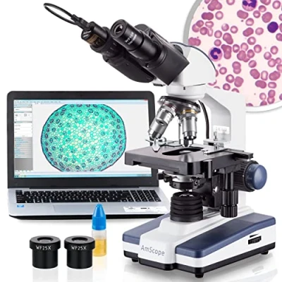 Imagen de AmScope 40X 2500X LED Digital Binocular Compound Microscope w 3D Stage + 5MP USB Camera, [Importado de UK]