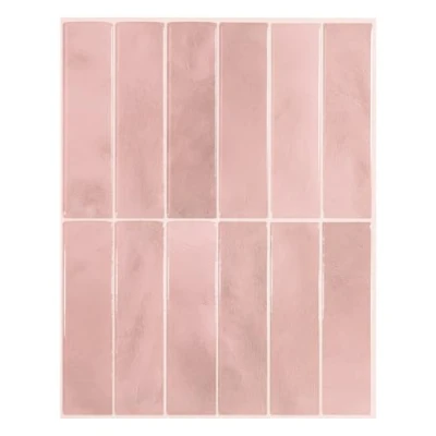 Imagen de SMART TILES Películas adhesivas para azulejos, 29,03 x 22,86 cm, 3D, despegables y adhesivas, cocina, baño, decoración de pared (rosa, 5 hojas)