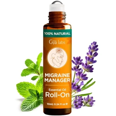 Imagen de Gya Labs Roll On de aceite esencial para el alivio la migraña Aromaterapia,uso con menta,aceites esenciales lavanda los senos nasales,dolor cabeza por tensión y (10ml)