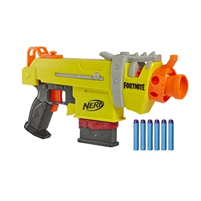 Imagen de Hasbro Nerf Fortnite SMG L Pistola motorizada con 3 Objetivos, Revista de Clip 6 Dardos y Elite