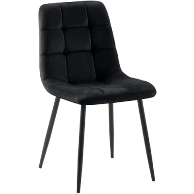 Imagen de CLP Silla De Comedor Antibes Acolchada En Terciopelo I Butaca SalÛn NÛrdica con Base Met·Lica &amp; Sin Reposabrazos, Color:Negro
