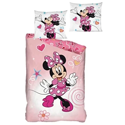 Imagen de Aymax Parure de lit réversible Disney Minnie Rose et Blanc 140 cm x 200