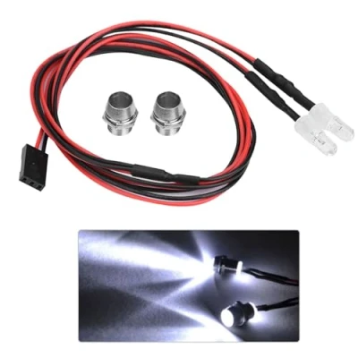 Imagen de Dilwe Kits de Luces LED RC, 2Pcs 5mm Faros RC Accesorios para 1/10 Modelo Drift Car Vehiculo (9# Blanco Luz)