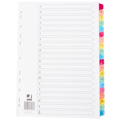 Imagen de Q Connect KF01523 Hoja de índice (multiperforada, tamaño A4, 20 divisiones), multicolor