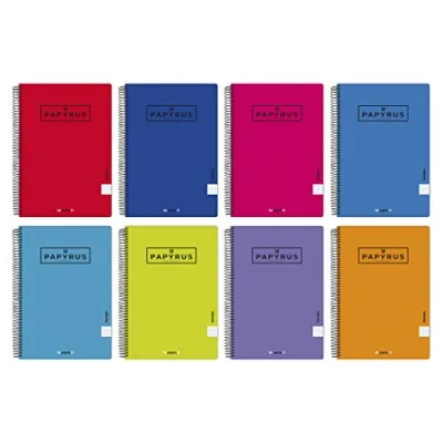 Imagen de Unipapel 98450099. Pack de 10 Cuadernos Cuadrícula 4x4mm, Tamaño Cuarto, Papyrus 01 Uniclasic, Folio, 80 Hojas, 90 Gramos, Colores Surtidos Aleatorios