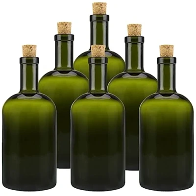 Imagen de mikken 6 botellas de cristal verde y marrón 500 ml con corcho.