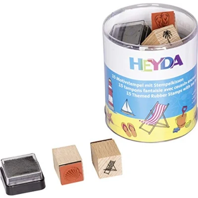 Imagen de Heyda 204888490 Caja de sellos (vacaciones), tamaño: 1,5 x cm, 15 madera