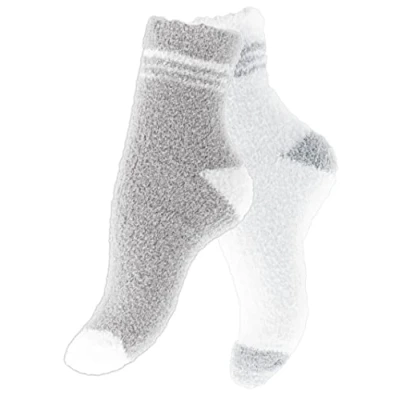 Imagen de 4 pares de calcetines mullidos, gruesos, cálidos, Gris Blanco, Talla única