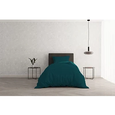 Imagen de Italian Bed Linen Juego de Funda nórdica “Natural Colour, Individual, Verde Petrolio/Verde Botella