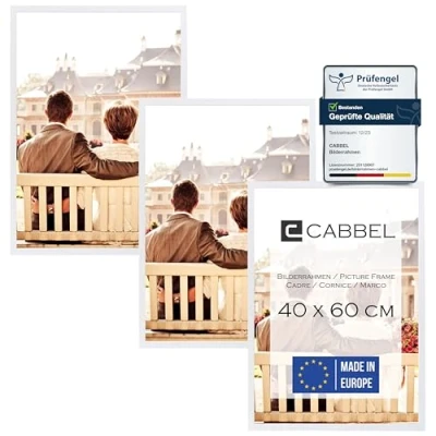 Imagen de CABBEL portarretratos (3 Unidades) 40x60 cm Marco de Madera MDF en Blanco con Cristal Plexi inastillable/Moderno