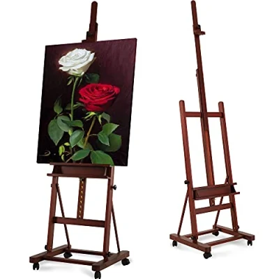 Imagen de VISWIN Premium H Frame Easel 190 371cm H, Caballete de Madera Haya Maciza para Pintar Lienzos, Estudio con Bandeja, Adultos