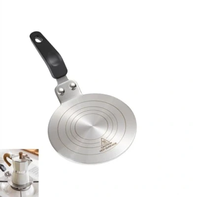 Imagen de Gocoffun placa difusora de calor, estufa gas acero inoxidable 13 cm, adaptador inducción para olla Moka, utensilios cocina café (5 pulgadas)