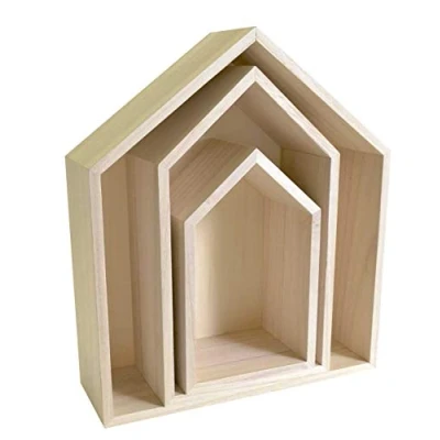 Imagen de Artemio 14001999 Juego de 3 estantes para decoración casa, Madera, Color Beige, 30 x 10 34,5 cm